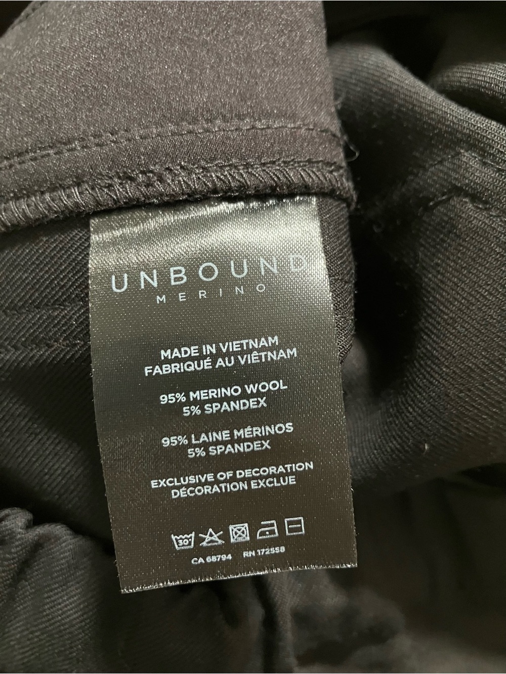 Unbound Merino Women's Merino Travel Pants Barrel Italian Wool Black size Small - Picture 12 of 13